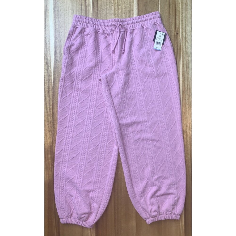 Grayson Threads Womens Pink Cable Knit Design Joggers With Side Pockets Size XL - Picture 6 of 10